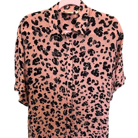Maeve By Anthropologie Rita Blouse Tunic Leopard Print Pink Black Size Small - Picture 4 of 11